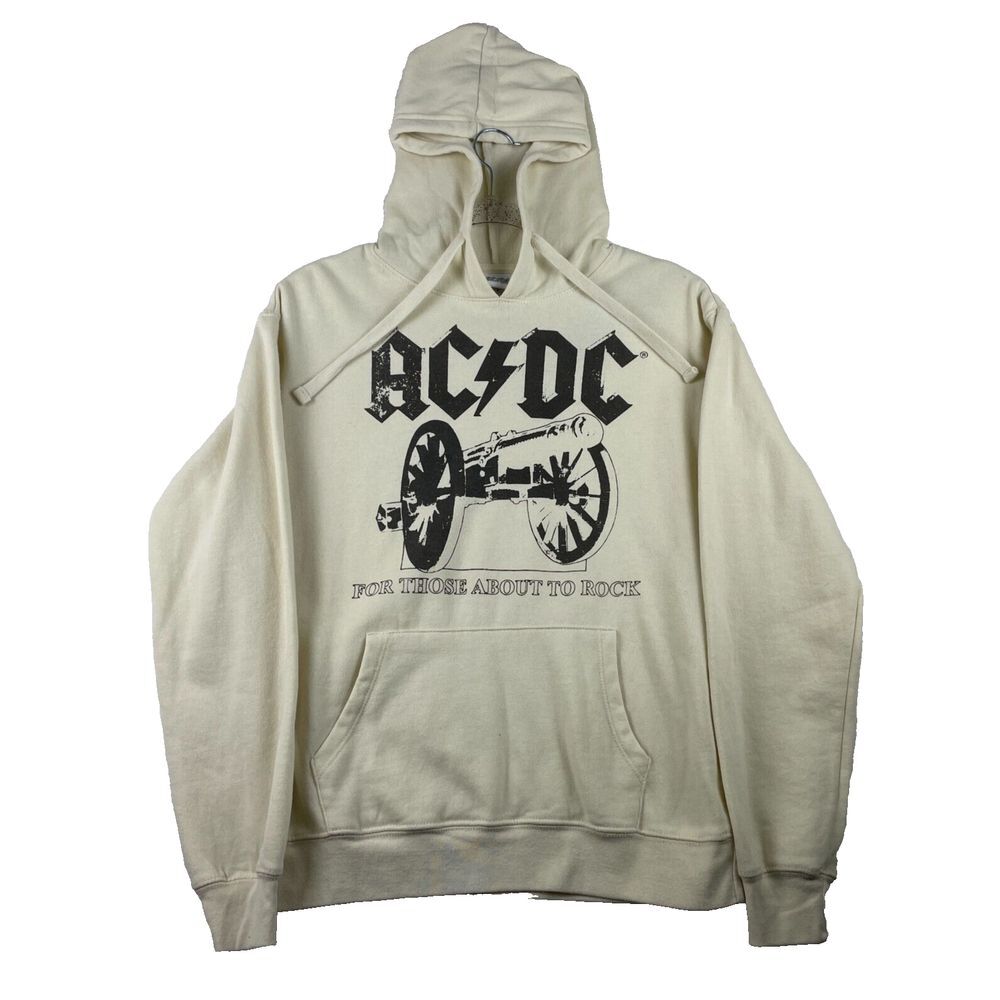 Y2K Hoodie, Off White,  AC/DC "For Those About To Rock" Size S
